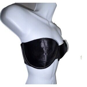 Vintage Victoria's Secret Gold Label Strapless Black Satin Bra Size 38C NWT